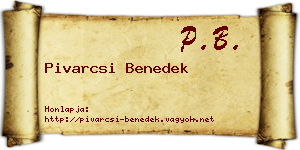 Pivarcsi Benedek névjegykártya